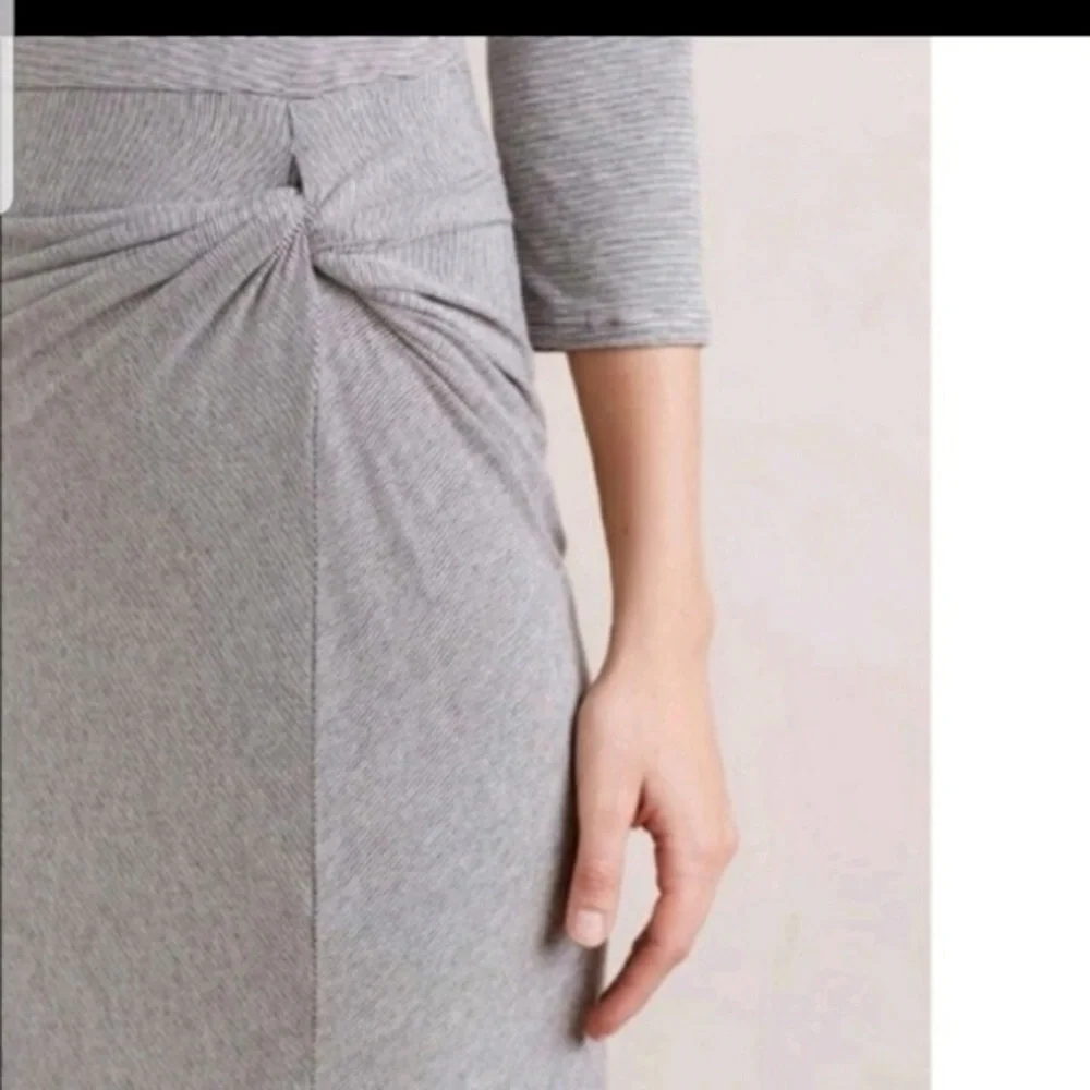 Anthropologie | Amadi twist waist jersey knit  micro striped dress large